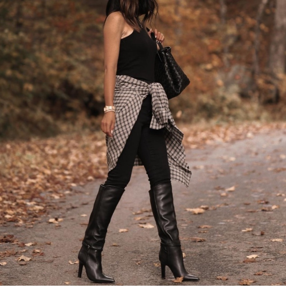 Reiss Caitlin Leather Knee High Boots 7 - Picture 2 of 16